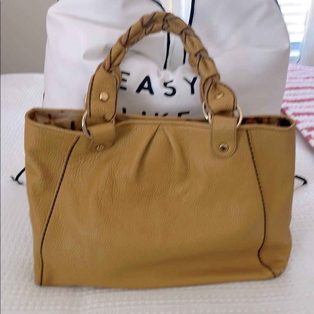 Plinio Visona Italian leather gold satchel/ Tote Bag